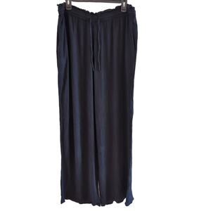 Iisla & Bird Black Gauze Pull On High Waist Wide Leg Pants Size 14